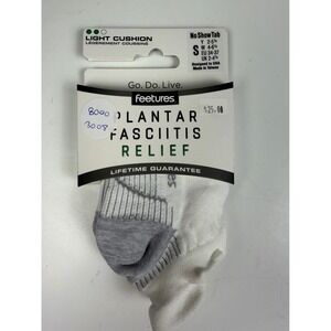 Feetures Plantar Fasciitis Relief Light Cushion No Show Tab Socks White Size S